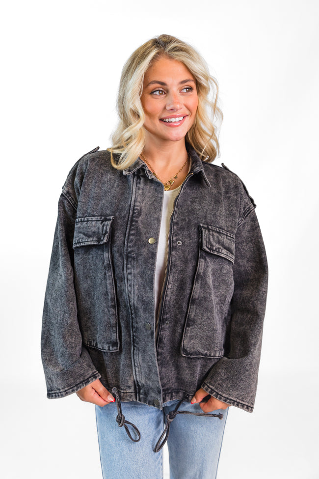 Mandie Washed Black Denim Jacket FINAL SALE