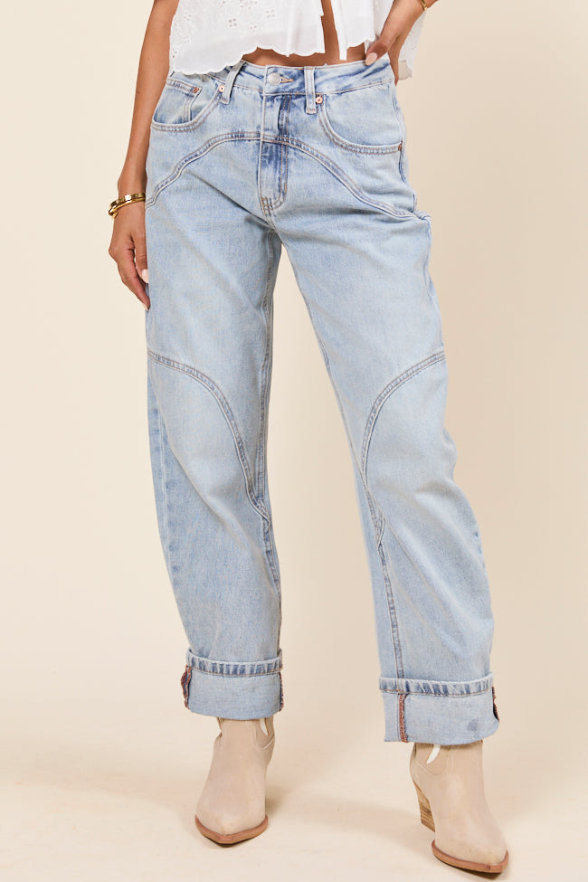 River Light Wash Denim Barrel Leg Jeans SALE