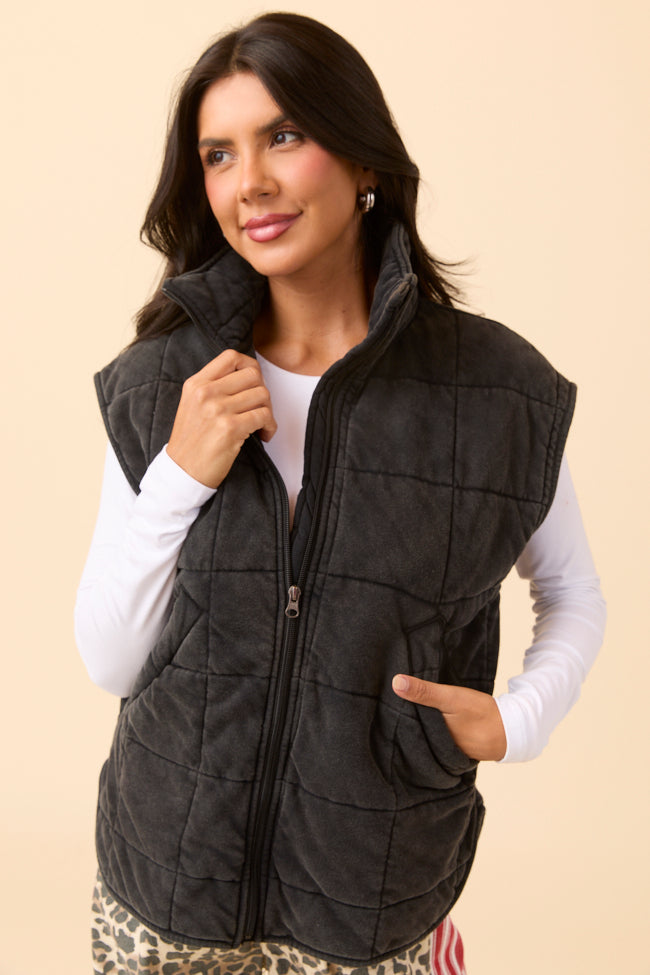 Tori Black Acid Wash Vest SALE
