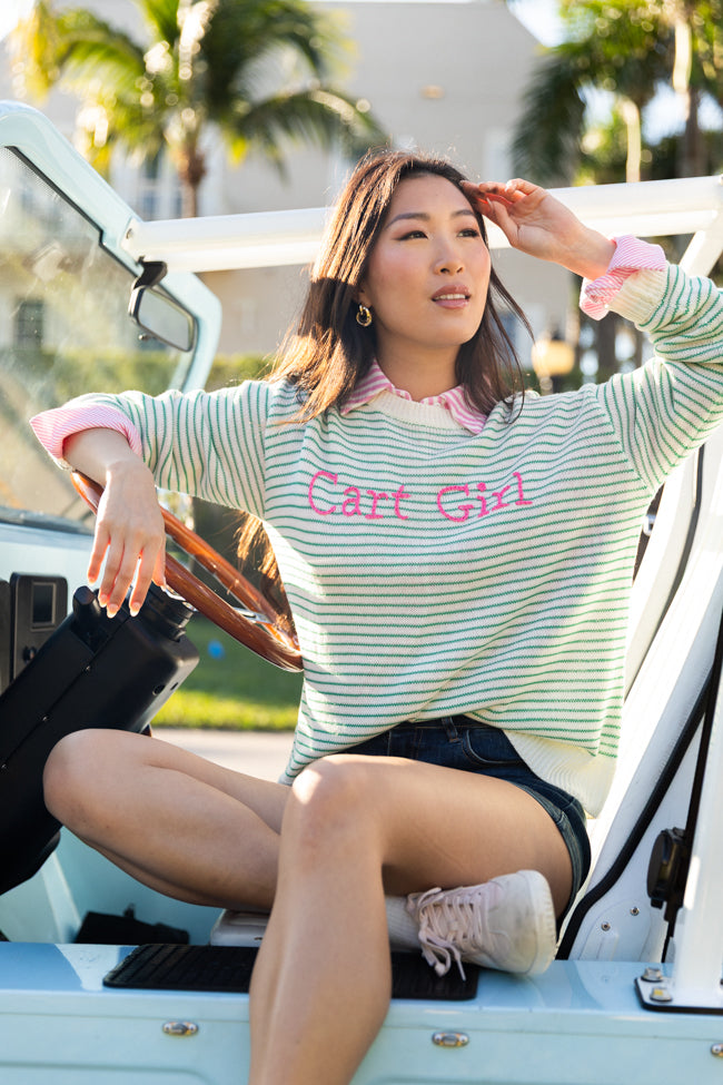 Cart Girl Green and Pink Striped Sweater SALE