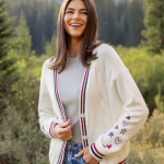 Brie Striped Trim Varsity Long Sleeve Cardigan SALE